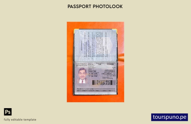 Plantilla de apariencia fotográfica de versión de pasaporte de República Dominic